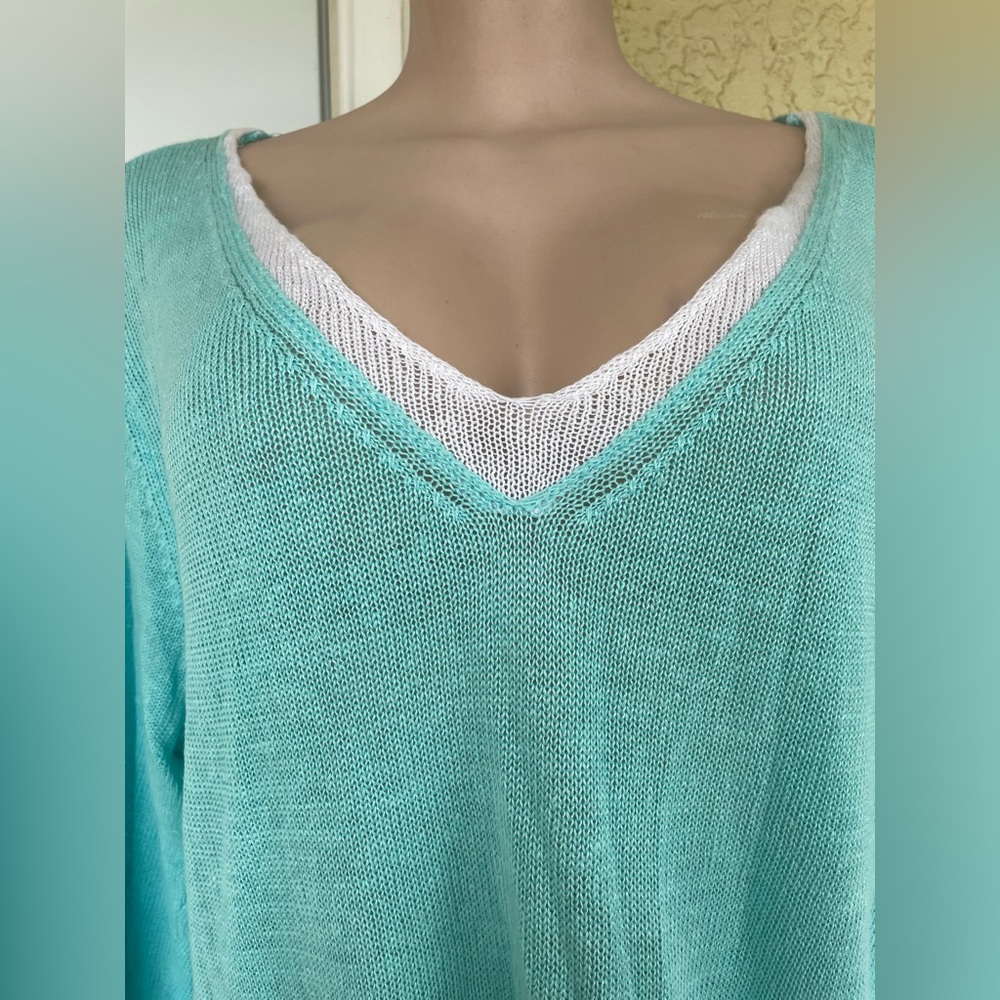 Avalin Women's Aqua V-Neck Sweater - Picture 3 of 8